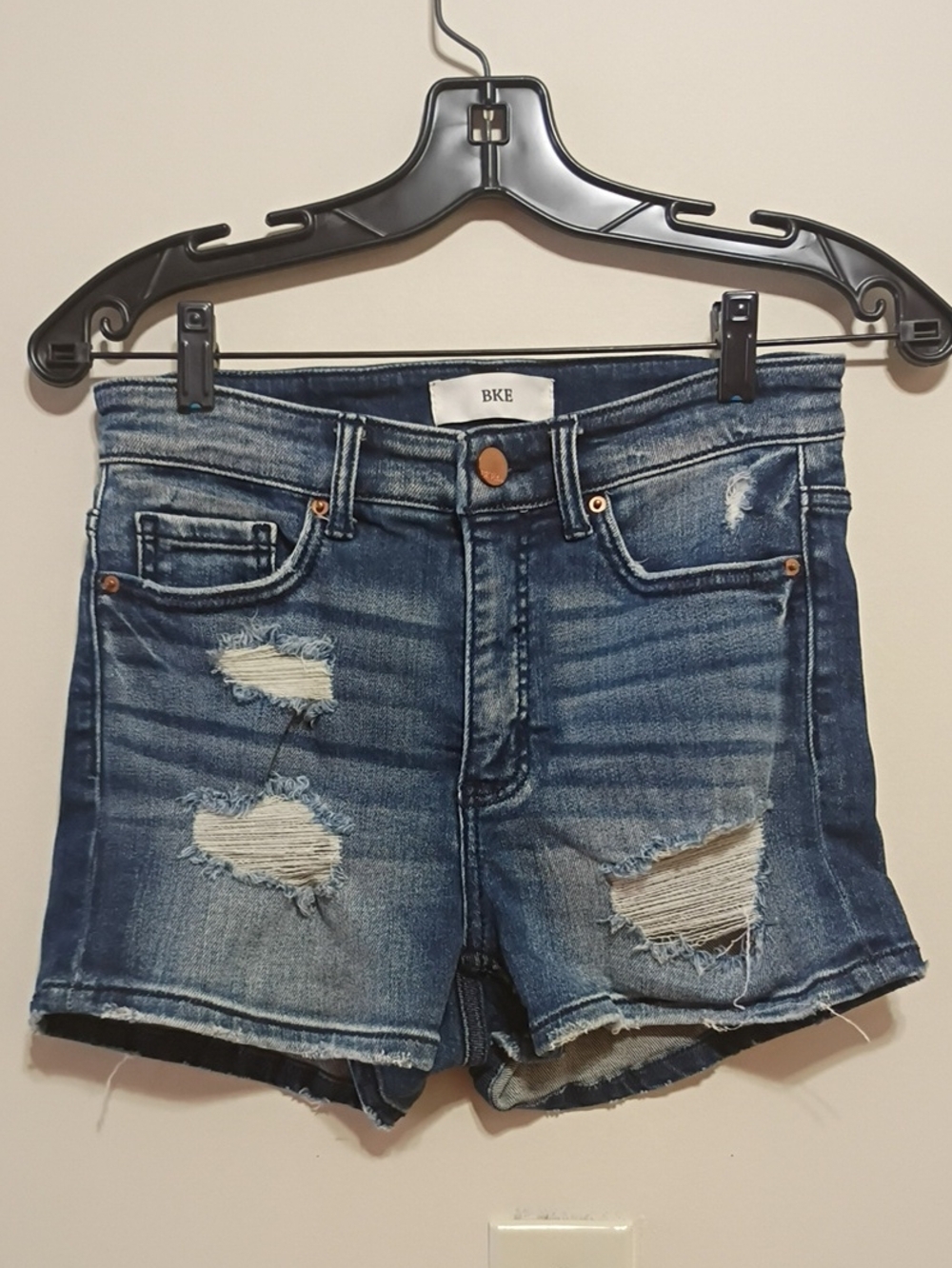 BKE Women's Distressed Parker Dark Blue Denim Shorts Size 25